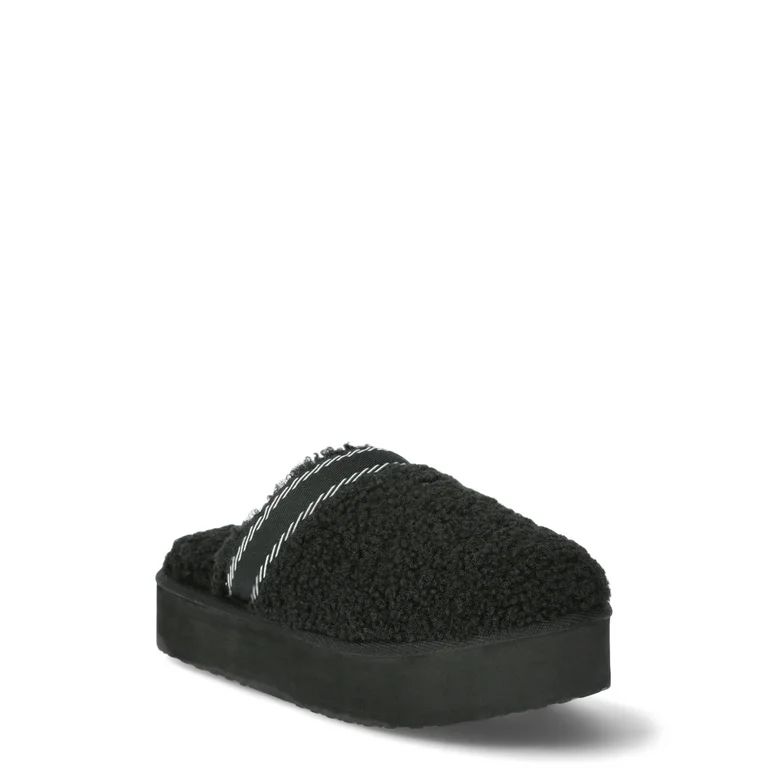 Joyspun Women’s Teddy Fleece Platform Clog Slippers - Walmart.com | Walmart (US)