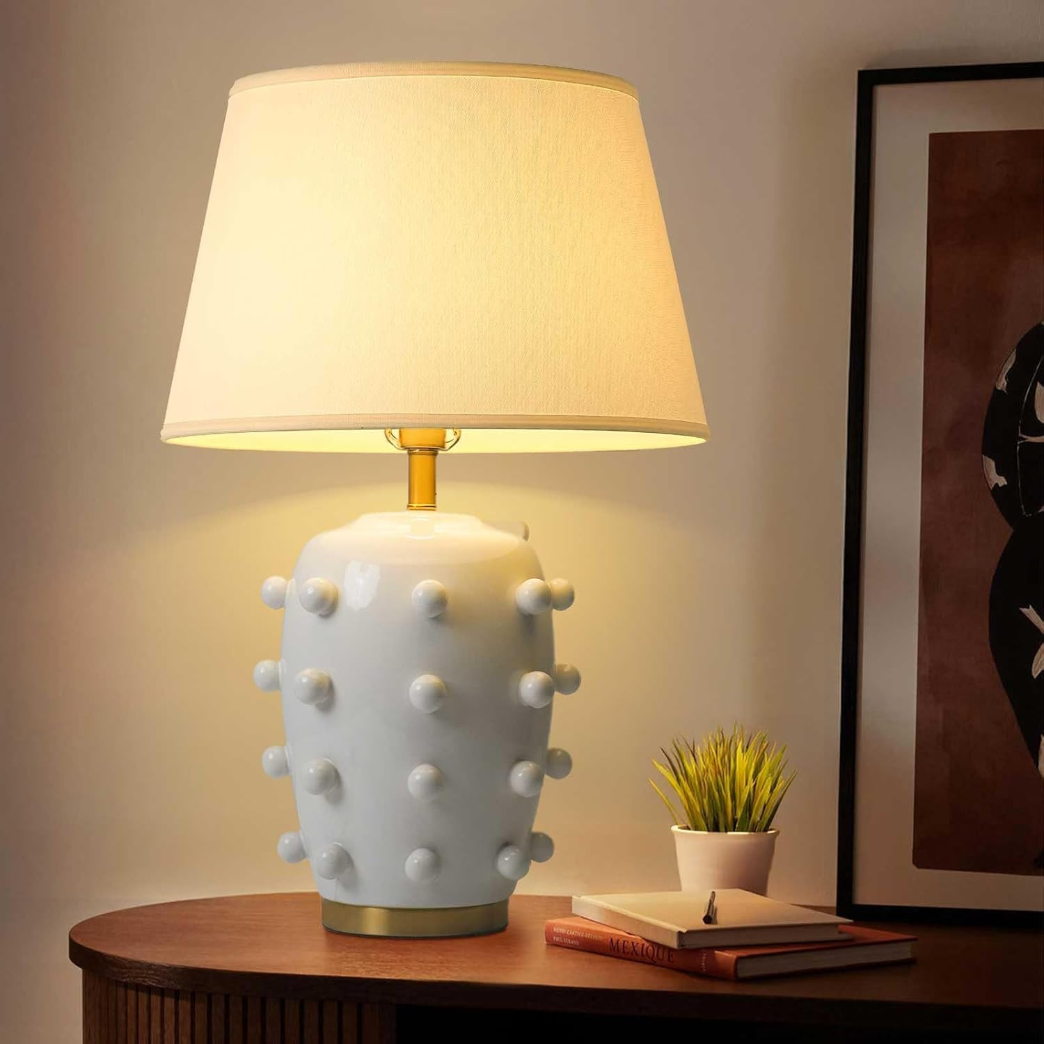 Modern Ceramic Linden Table Lamp - 26" White Ball Farmhouse Design, Classic Table Lamp Pottery Ta... | Amazon (US)