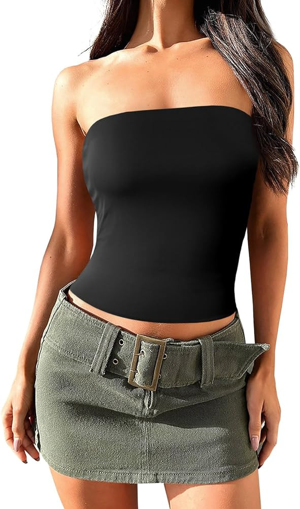 Imily Bela Womens Summer Tube Tops Strapless No Pad Clubwear Y2K Going Out Stretchy Basic Casual ... | Amazon (US)