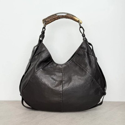 YVES SAINT LAURENT Mombasa Dark Brown Leather Shoulder Bag 2000s Auth | eBay US