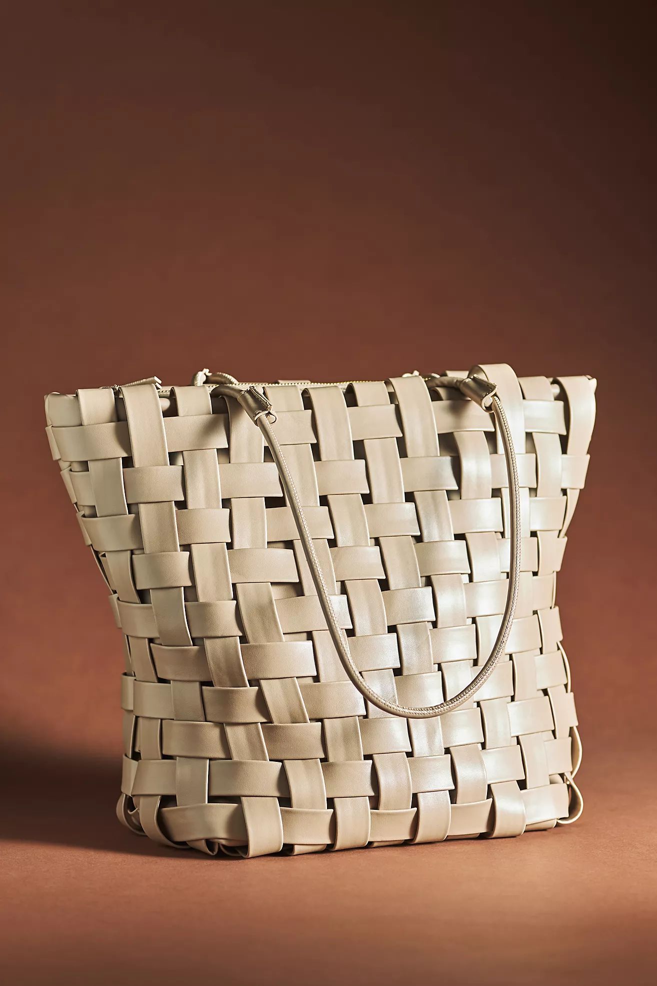 Woven Faux Leather Tote | Anthropologie (US)