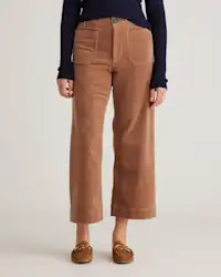 Organic Stretch Corduroy Cropped Wide Leg Pants in Warm Brown | Quince