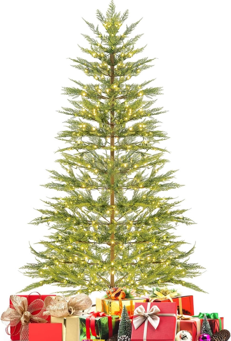 DORTALA Pre-lit Xmas Tree, 6.5FT Artificial Cypress Christmas Tree with 470 PE Branch Tips, 430 Warm White LED Lights, Folding Metal Stand for Home Office Holiday Party Decor, Green

#LTKsalealert #LTKCyberWeek