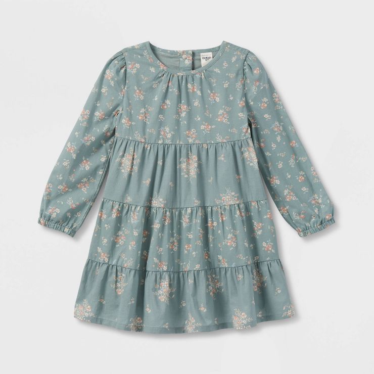 OshKosh B'gosh Toddler Girls' Floral Long Sleeve Dress - Sage Green | Target