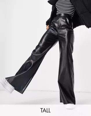 NaaNaa Tall faux leather wide leg trousers in black | ASOS (Global)