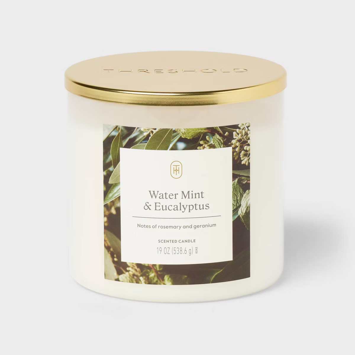 3-Wick Lidded Glass Jar Candle Water Mint and Eucalyptus 19oz - Threshold\u2122 | Target