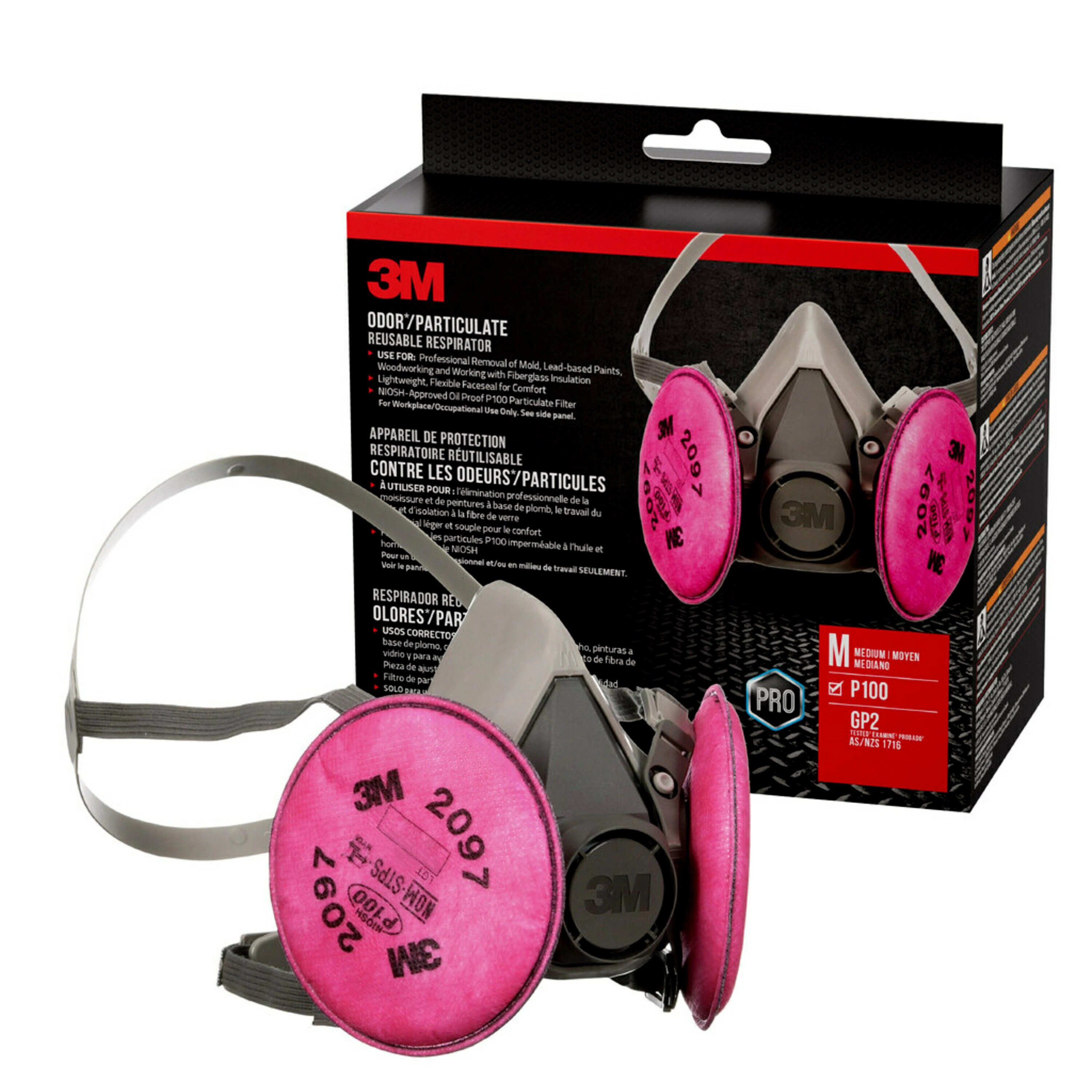 3M White Reusable P100 Adult medium Sanding Half face respirator | 6297PA1-A-NA | Lowe's