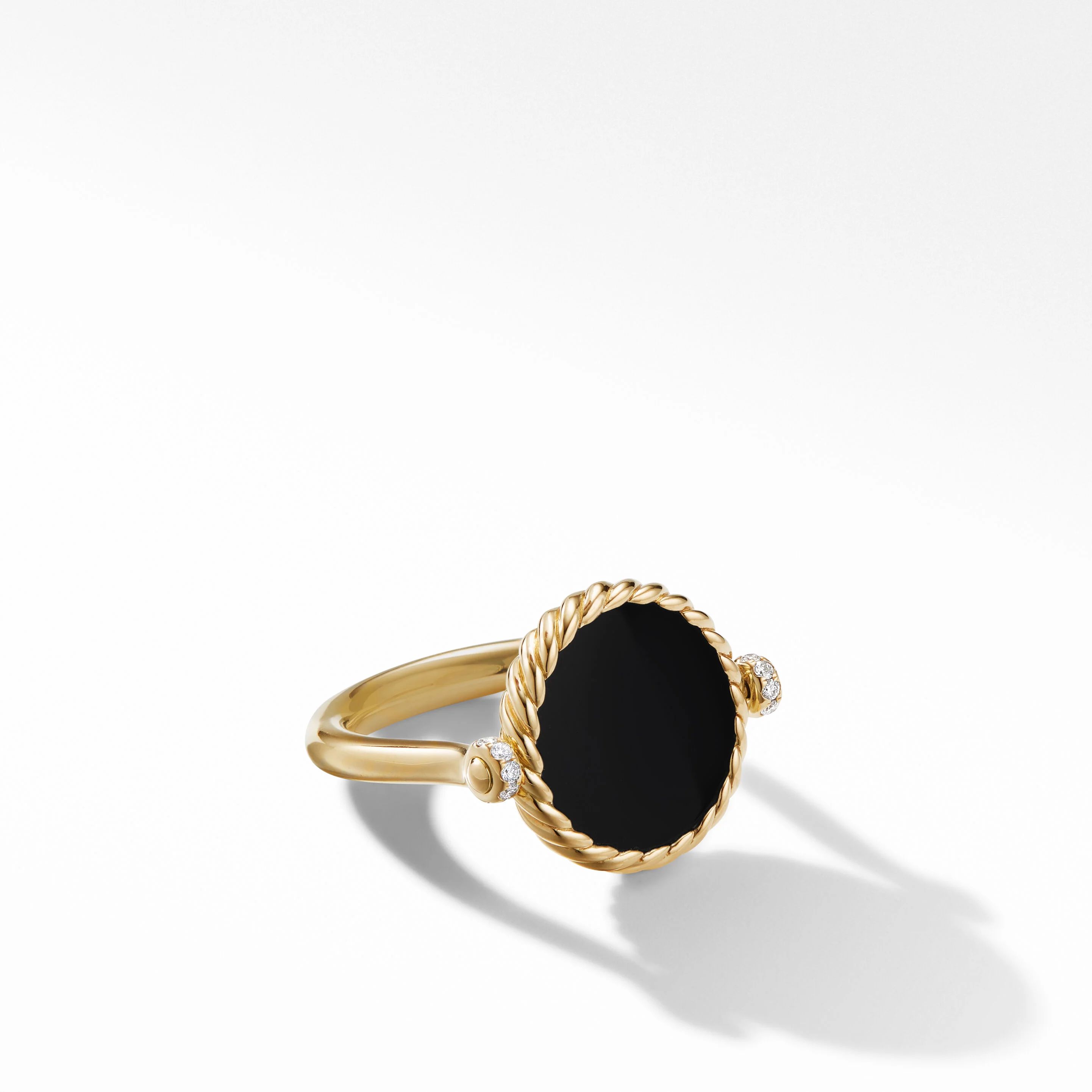 DY Elements® Swivel Ring in 18K Yellow Gold with Black Onyx Reversible to Mother of Pearl and Pa... | David Yurman