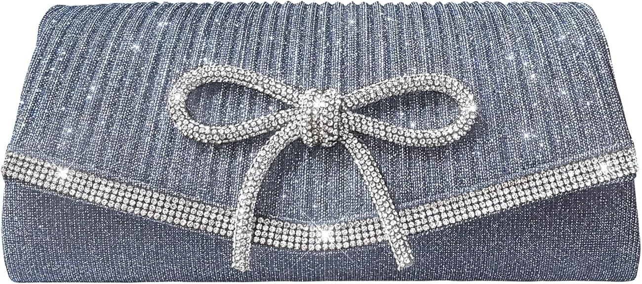 Bow Evening Bag Sparkly Clutch Purses for Women Wedding Glitter Rhinestone Party Prom Purse Dress... | Amazon (US)