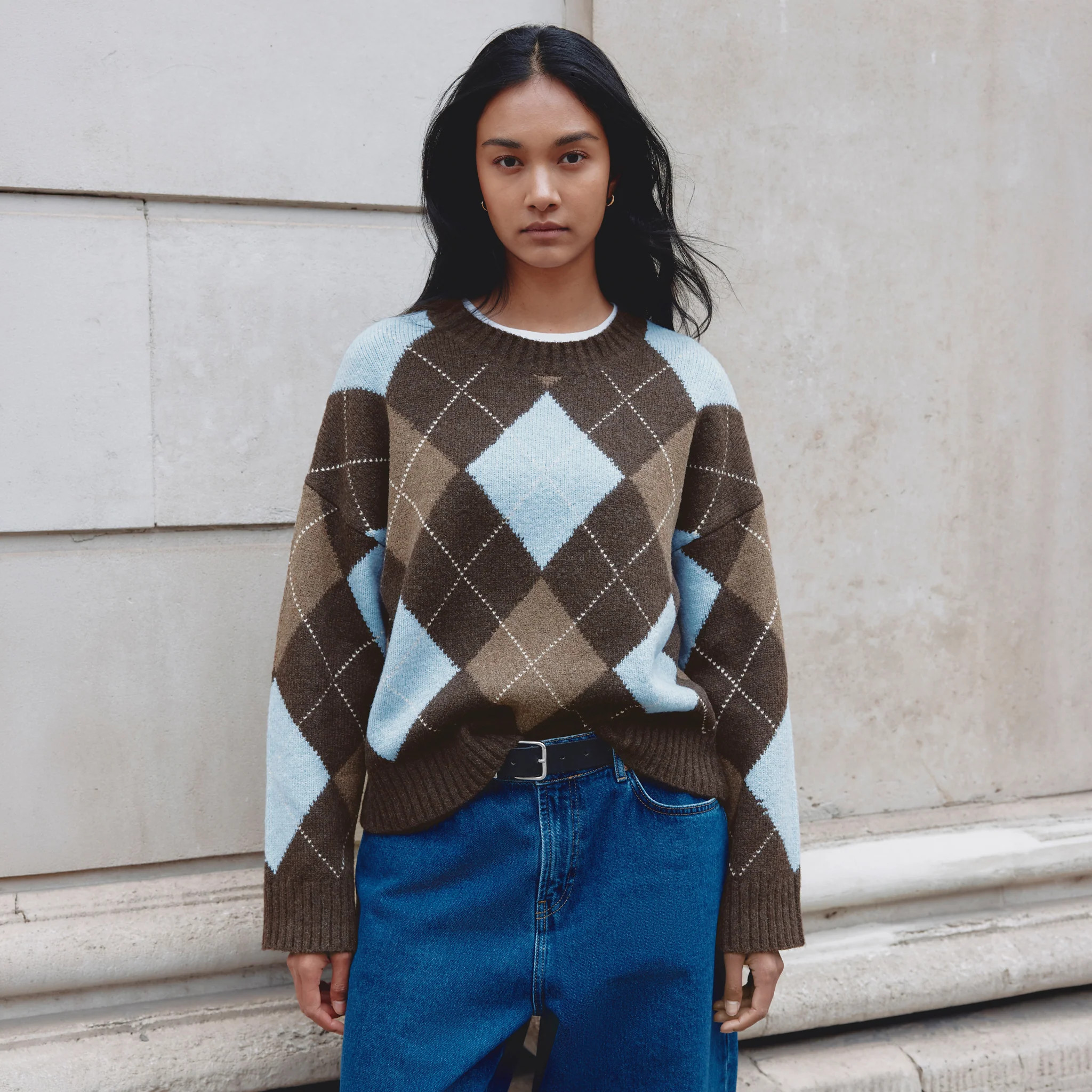 Chocolate Argyle Jumper | Albaray