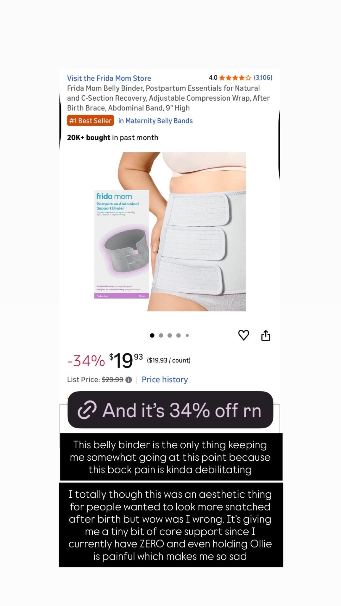 Holy back pain though … this belly binder is the only thing keeping me going right now 


#firsttimemom #postpartum #postpartumjourney #postpartumrecovery #newmom

#LTKBaby #LTKmomlife