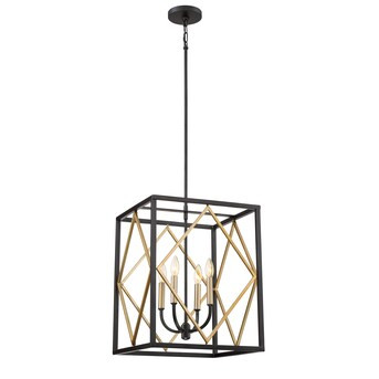 Quoizel Platform 4-Light Black with Gold Transitional Square Outdoor Pendant Light | Lowe's