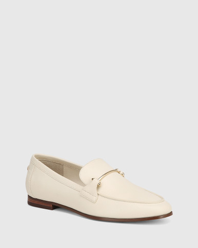 Angeles Vintage Ivory Leather Flat Loafer | Wittner
