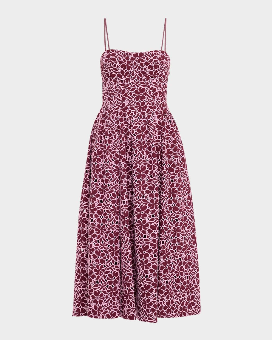 Kittiya Embroidered Sleeveless Midi Dress | Neiman Marcus