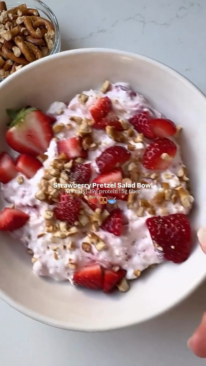 High-protein strawberry pretzel salad. 🍓🥨✨💪🏻 

high protein dessert | strawberry pretzel salad | healthy dessert | sweet and salty | quick no bake | high protein snack

https://www.eatingbirdfood.com/protein-strawberry-pretzel-salad/

#LTKfitnessgoals #LTKfoodie #LTKActive