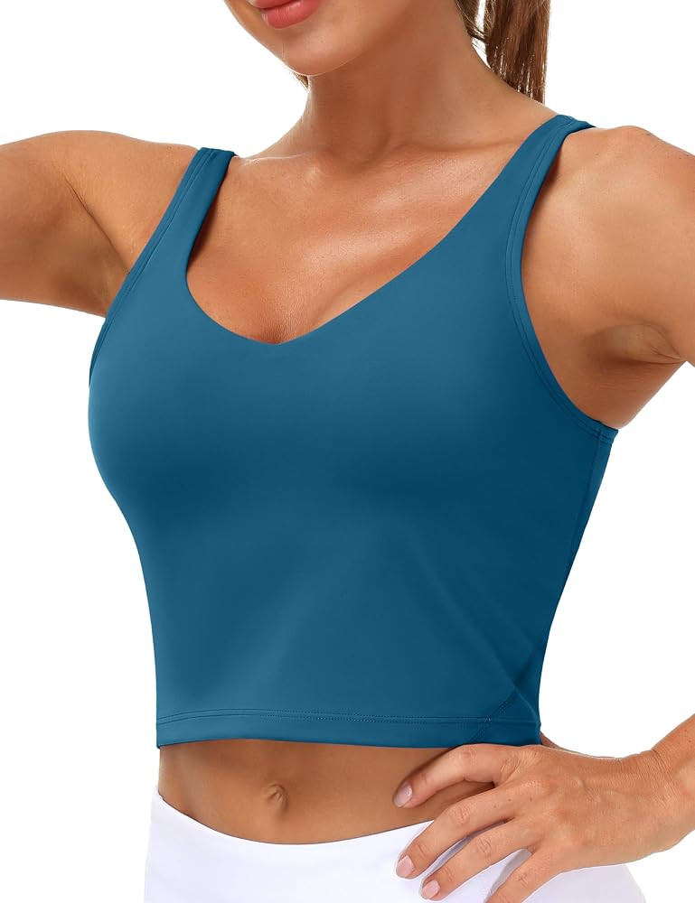 THE GYM PEOPLE Womens' Longline Sports Bra Medium Support Workout Tank Tops | Amazon (US)