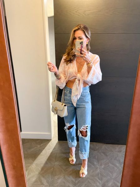 Night Out #1 — this tie front blouse is so pretty and if you wear it with a super high waisted pair of jeans it’s the perfect spring look! Runs TTS 

#LTKstyletip #LTKSeasonal #LTKtravel