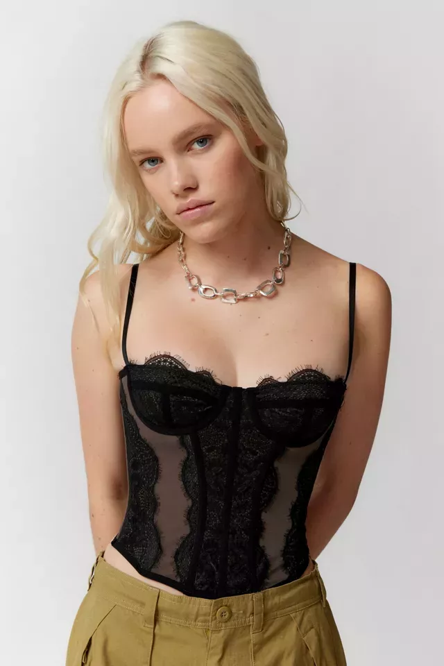 Plus Black Lace Trim Corset Top curated on LTK