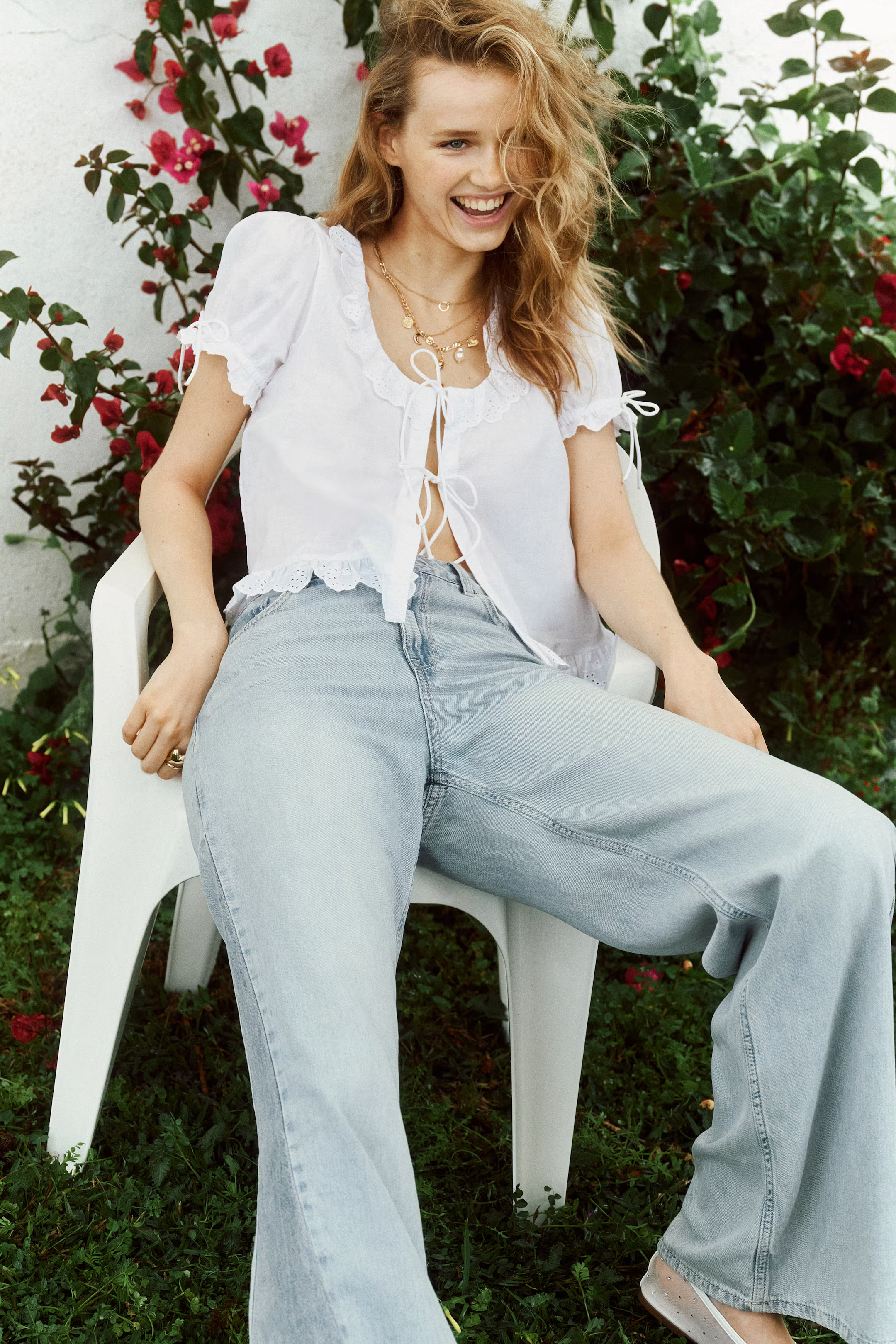 Ruffle-Trimmed Cotton Blouse | H&M (US + CA)