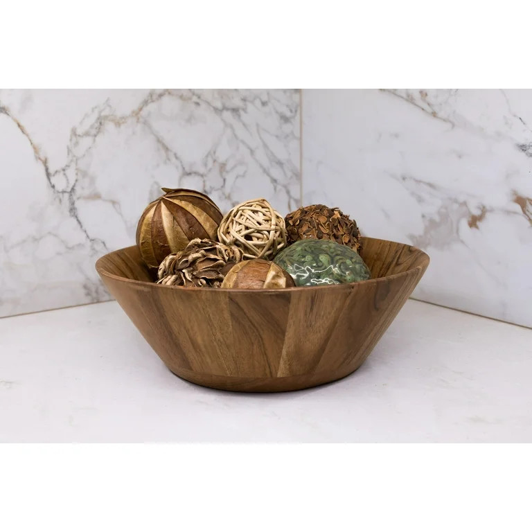 Better Homes & Gardens- Acacia Wood Large Angled Serving Bowl, Natural Finish | Walmart (US)