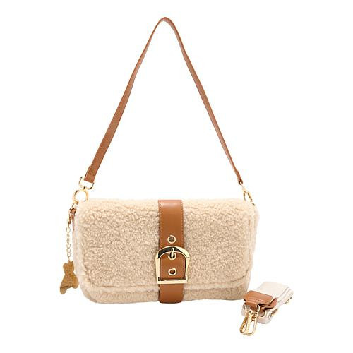 BEARPAW® Faux Sherpa Bag with Detachable Crossbody Strap - Ivory/Off White | HSN