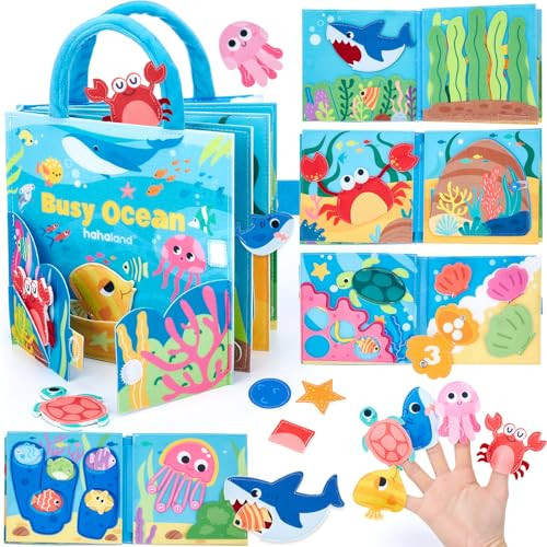 hahaland Ocean Busy Book for Toddlers 1-3, Montessori Toys Sensory Activity Busy Board, Travel Toy for 1 2 3 Year Old Boys Girls, Educational Fine Motor Skills Learning Toy, Toddler Birthday Gift | Amazon (US)