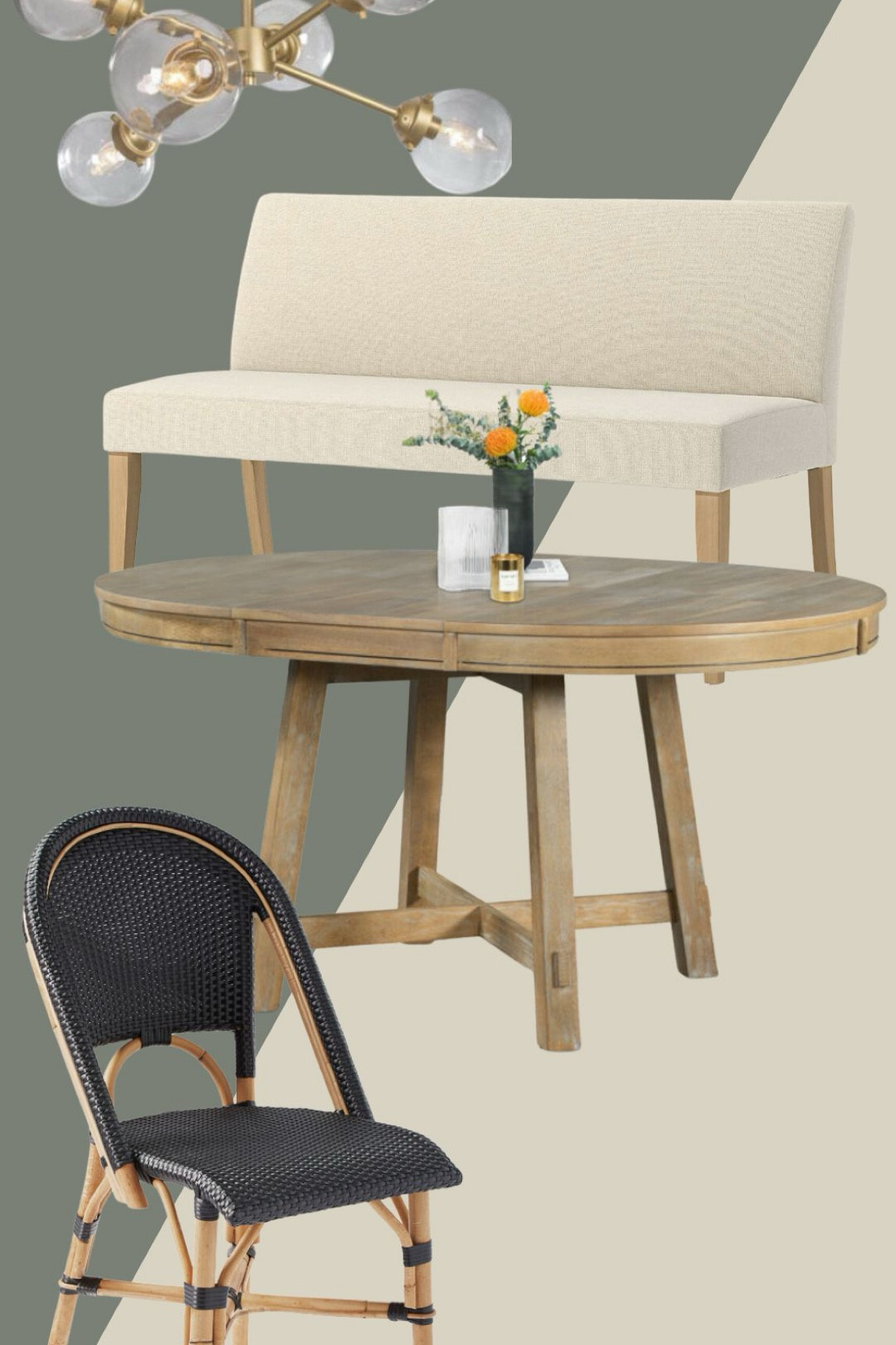 Mixed matched kitchen dining furniture inspo