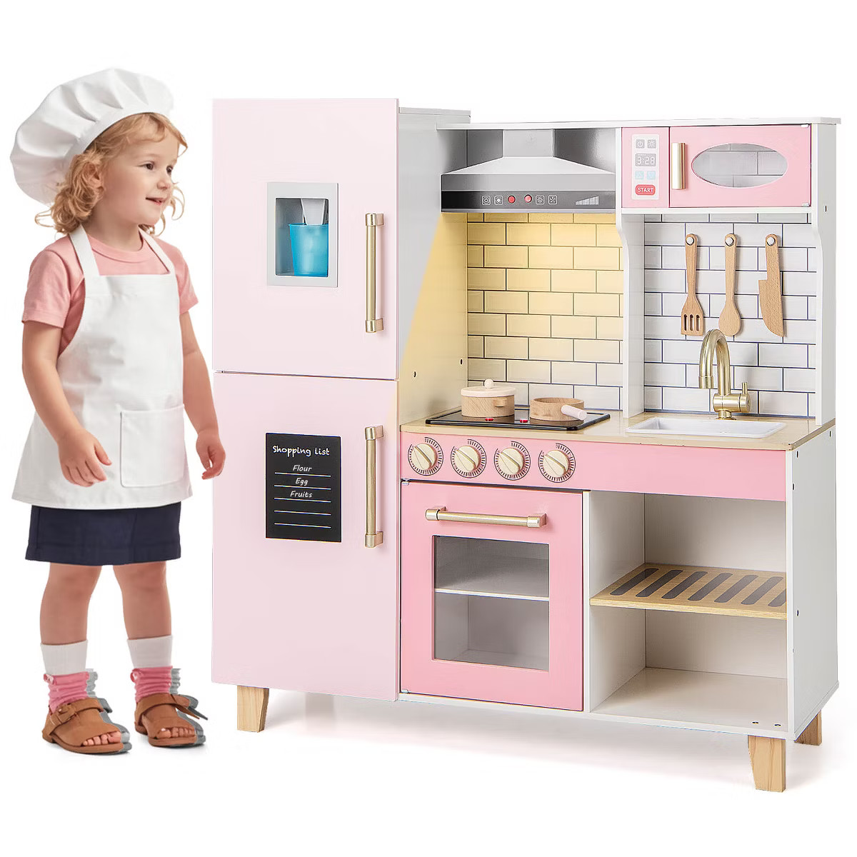 Costway Kitchen Playset for Kids with Realistic Lights & Sounds Range Hood Stove Grill | Target