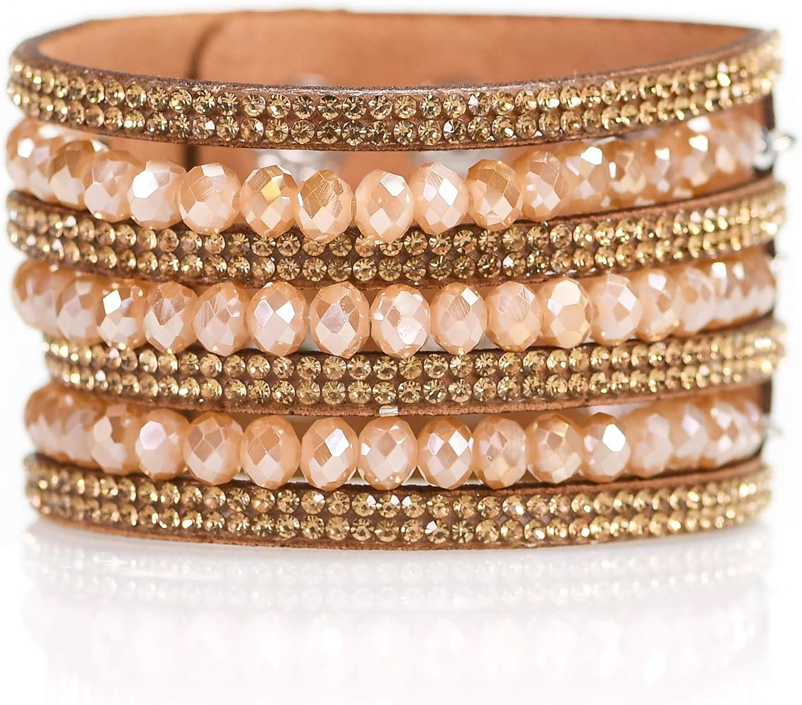 beya Alloy Metal Jewelry Women's Bracelet Uniquely Embedded with Stone and Crystal Beaded Fashion... | Amazon (US)