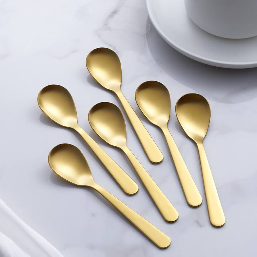 Matte Gold Demitasse Espresso Spoons, Stainless Steel Satin Finish Coffee Spoons, Mini Teaspoons,... | Amazon (US)