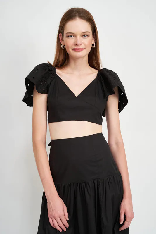 En Saison Jasmine Crop Top - Black - S | Verishop