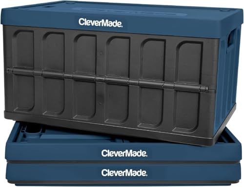 CleverMade Collapsible Storage Bins with Lids - Ocean 3 Pack 46L - Plastic Containers Stackable O... | Amazon (US)