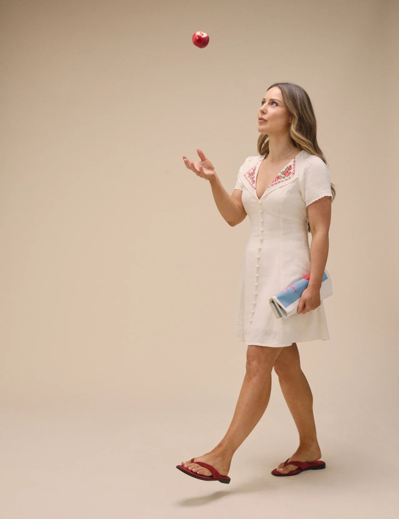 Cream Floral Collar Linen-Blend Lillian Mini Dress | Nobody's Child