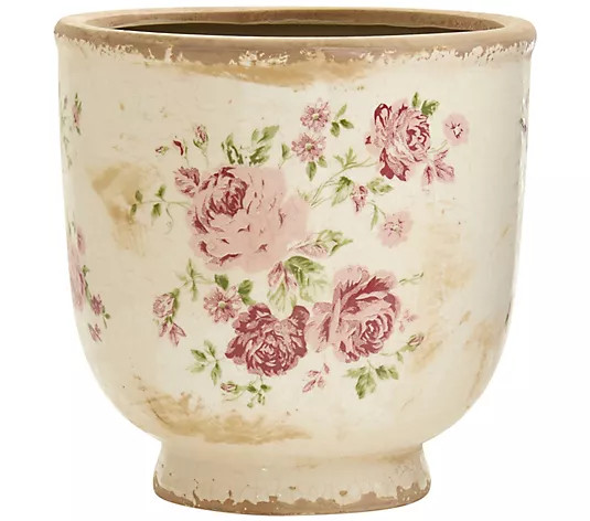 Make Your Selection: Nearly Natural 7.5" Tuscan Ceramic Floral Print Planter | QVC