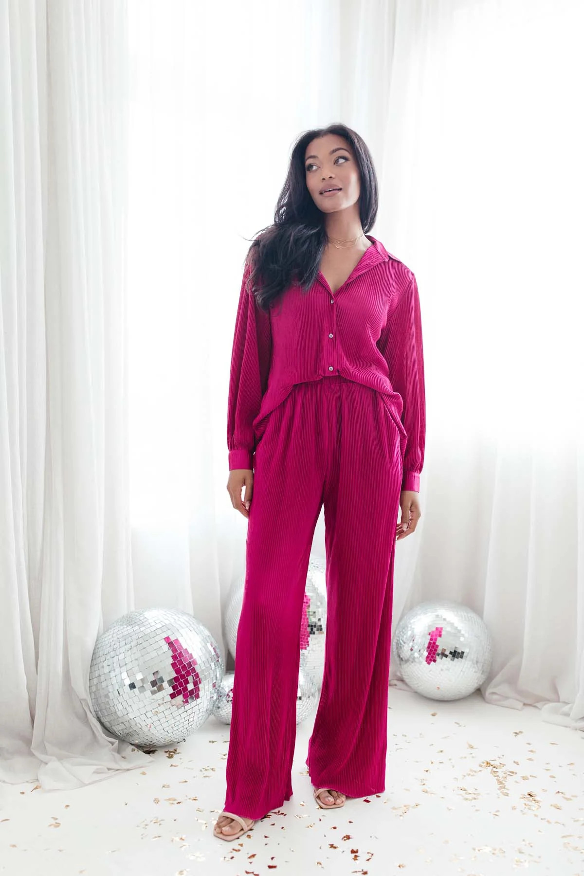Magenta Plisse Set | The Post
