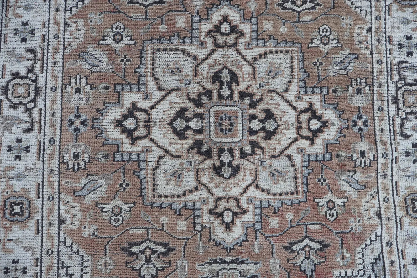 4x6 Terracotta Heriz Geometric Antique Rug, Hand Knotted Wool Rug, Low Pile Vintage Rug, Oriental... | Etsy (Global)