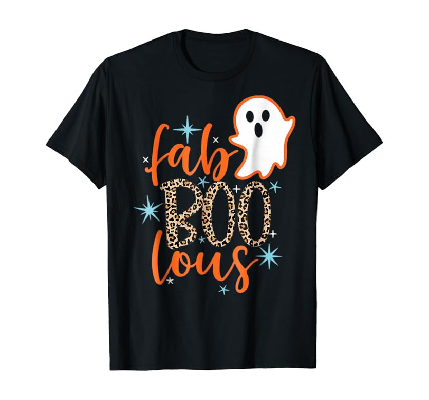 Funny Cute Boo Ghost Halloween Fab-Boo Lous Leopard T-Shirt | Amazon (US)
