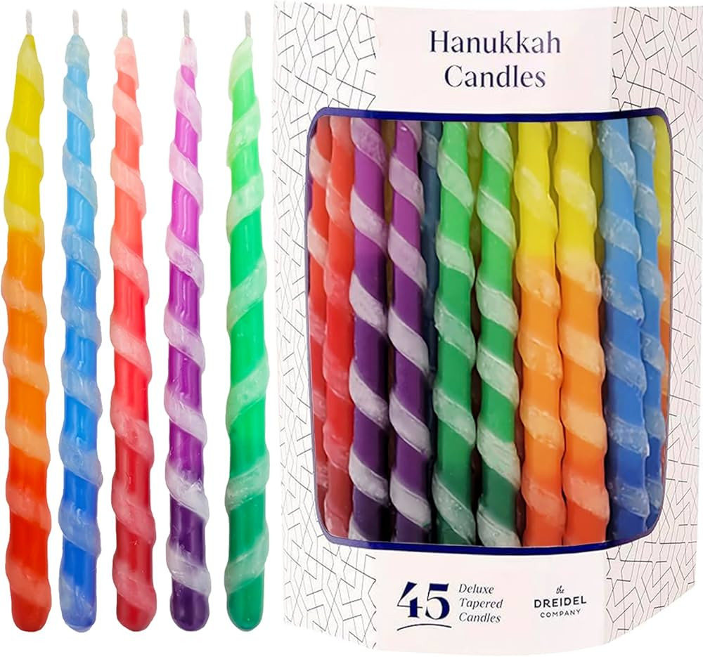 The Dreidel Company Deluxe Twisted Hanukkah Menorah Candles for All 8 Nights of Chanukah, Multico... | Amazon (US)