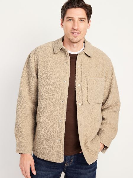 Snap-Front Sherpa Shacket for Men | Old Navy (US)