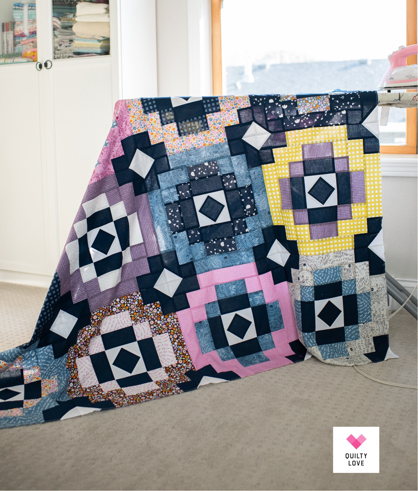 Southwest sunshine quilt pattern in Marigold by Aneela Hoey.  Pattern available in my pattern shop: quiltyloveshop.com