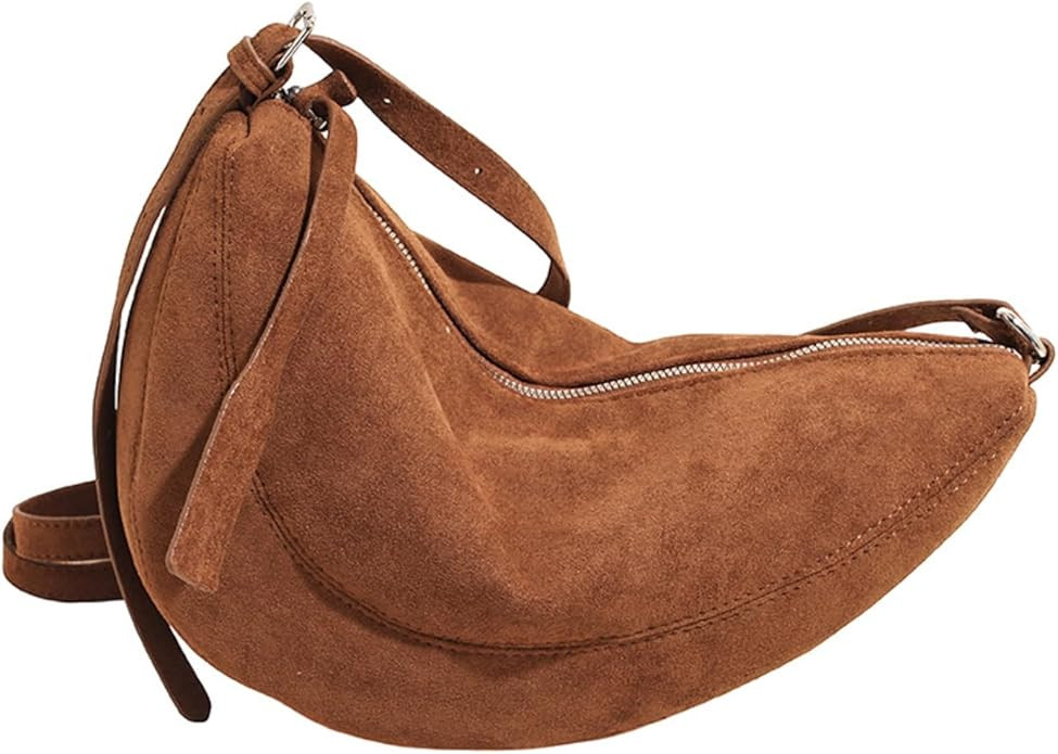 Faux Suede Sling Bag - Women's Crossbody Purse with Adjustable Long Strap, Lightweight Travel Sho... | Amazon (US)