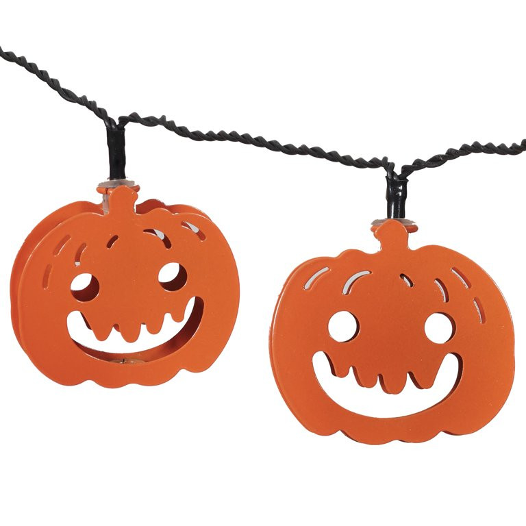 Halloween 10-Count Battery-Operated Orange LED Metal Pumpkin Lights, 4.5', by Way To Celebrate | Walmart (US)