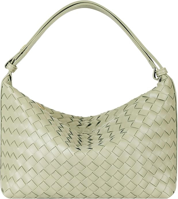 Vegan Leather Woven Tote Handbag, Top-handle Shoulder Bag, Woven Leather Pure Underarm Purse, Clu... | Amazon (US)