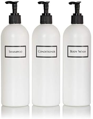 Artanis Home Silkscreened Empty Shower Bottle Set for Shampoo, Conditioner, and Body Wash, Cosmo/... | Amazon (US)