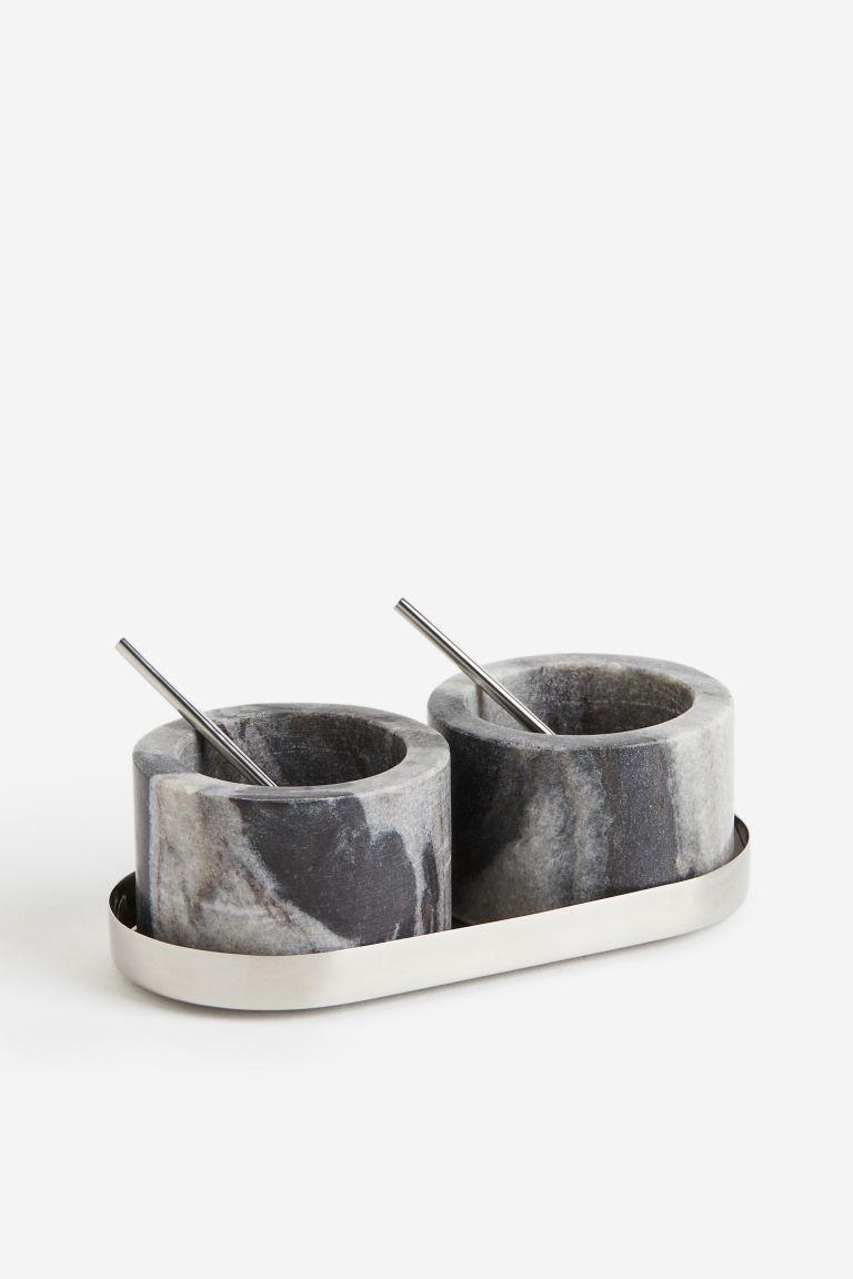 Marble Salt and Pepper Bowls - Gray - Home All | H&M US | H&M (US + CA)