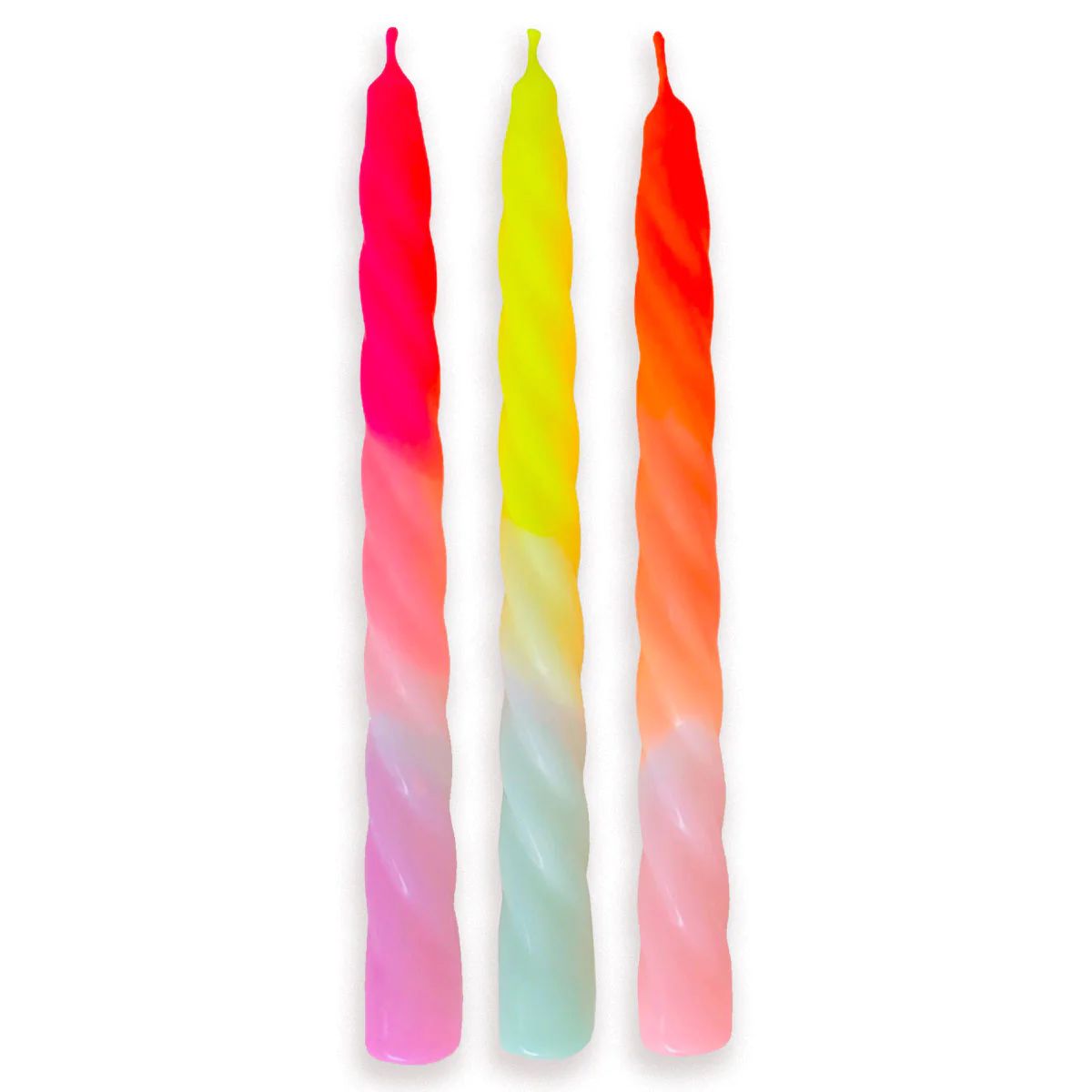 Twisted Neon Taper Candles S/3 | Furbish Studio