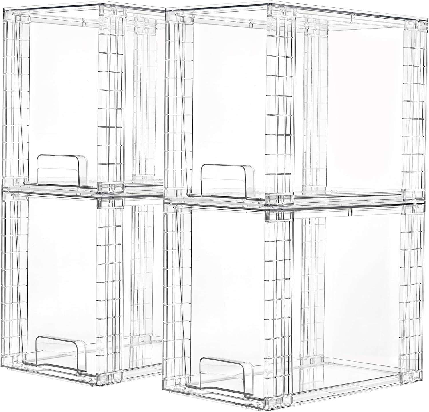 Vtopmart 4 Pack Clear Stackable Storage Drawers,9.7" High Plastic Organizers Bins for Skincare, Bathroom Supplies,Ideal for Cabinet,Undersink,Vanity,Kitchen,Pantry Organization | Amazon (US)
