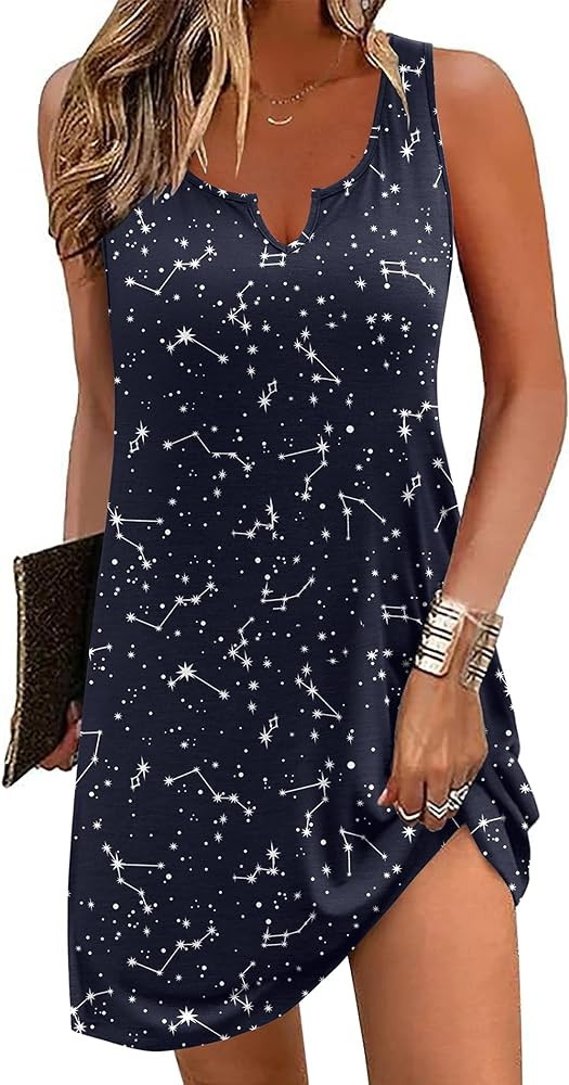 Ekouaer Women's Tank Nightgown V Neck Sleepshirts Soft Sleeveless Chemise Nightdress S-XXL | Amazon (US)