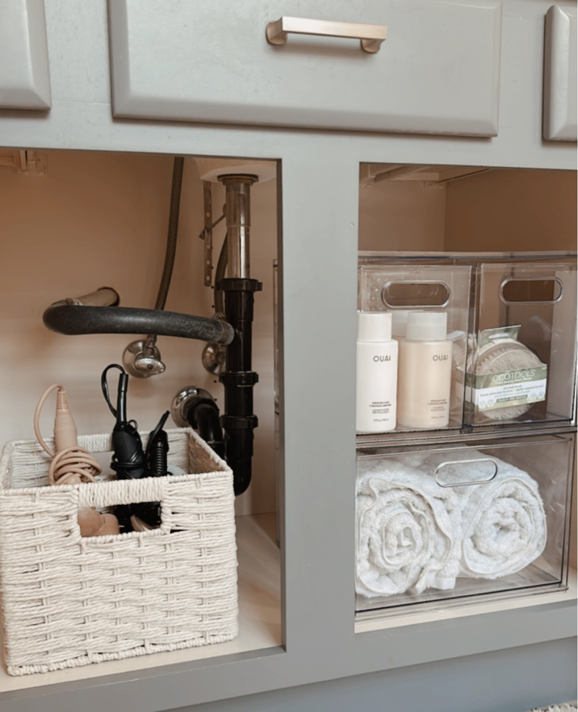 Organization bathroom vanity under sink Target best sellers clear bins drawers wicker rope 

#LTKhome #LTKMostLoved