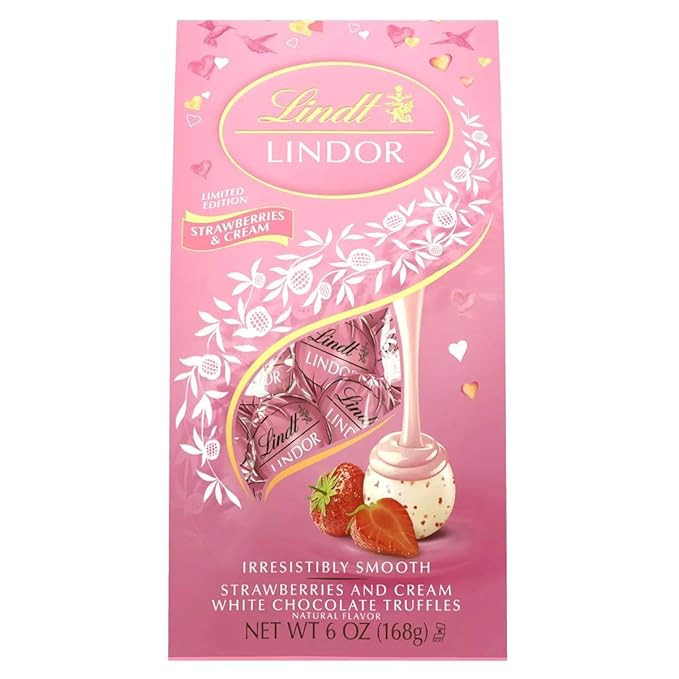 Lindt Lindor Valentine's Day Strawberries and Cream White Chocolate Truffles Limited Edition 6oz ... | Amazon (US)